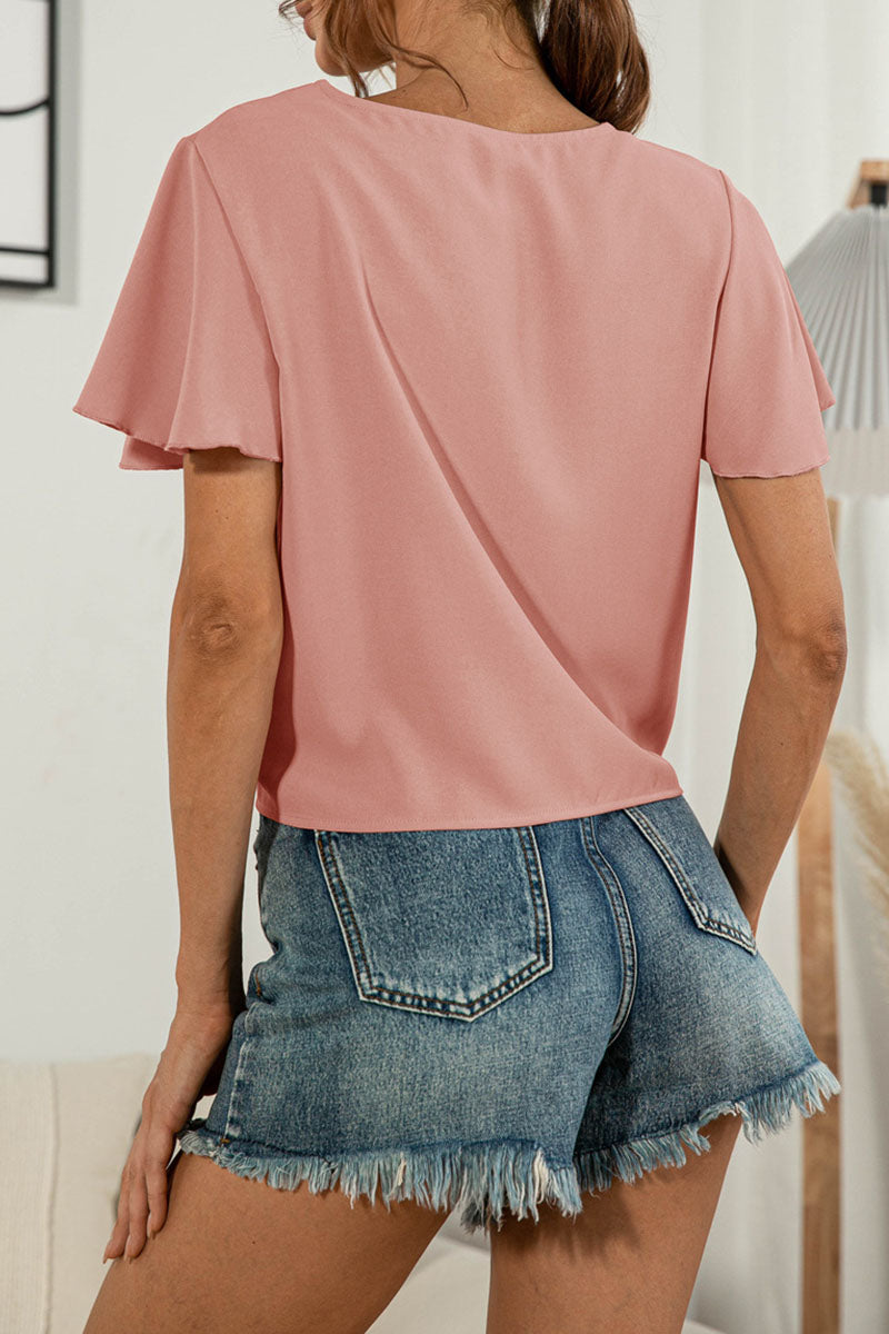 Sweet Patchwork V Neck T-shirts