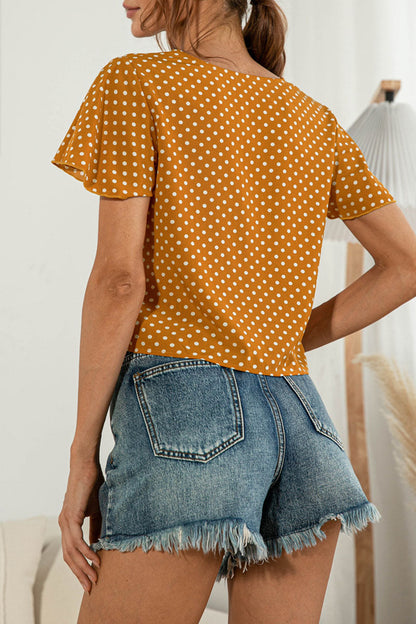 Sweet Patchwork V Neck T-shirts