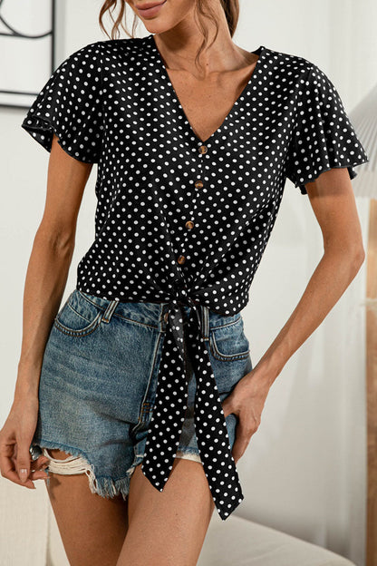 Sweet Patchwork V Neck T-shirts