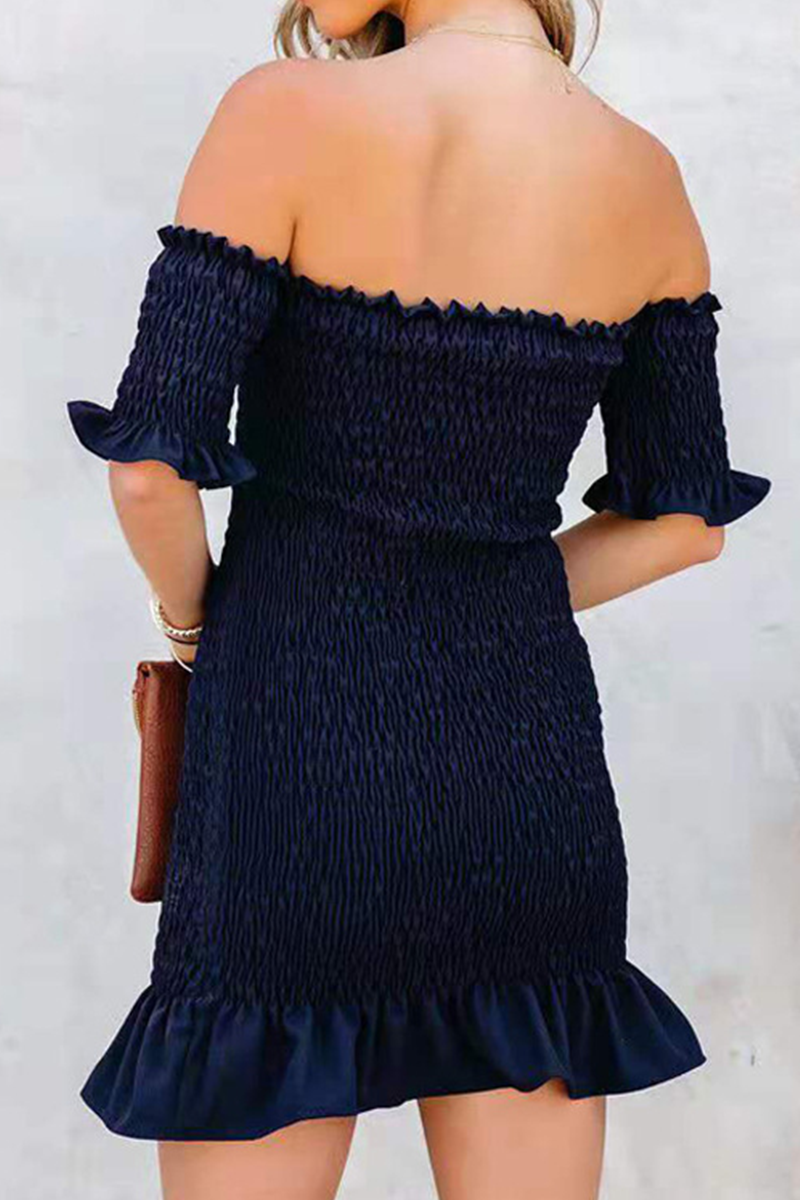 Patchwork Fold Strapless Pencil Skirt Dresses