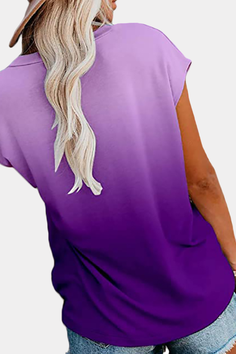 Street Gradual Change Pocket O Neck T-shirts(6 Colors)