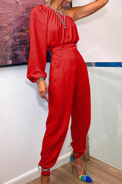 Street Split Joint One Shoulder Jumpsuits(3 Colors)