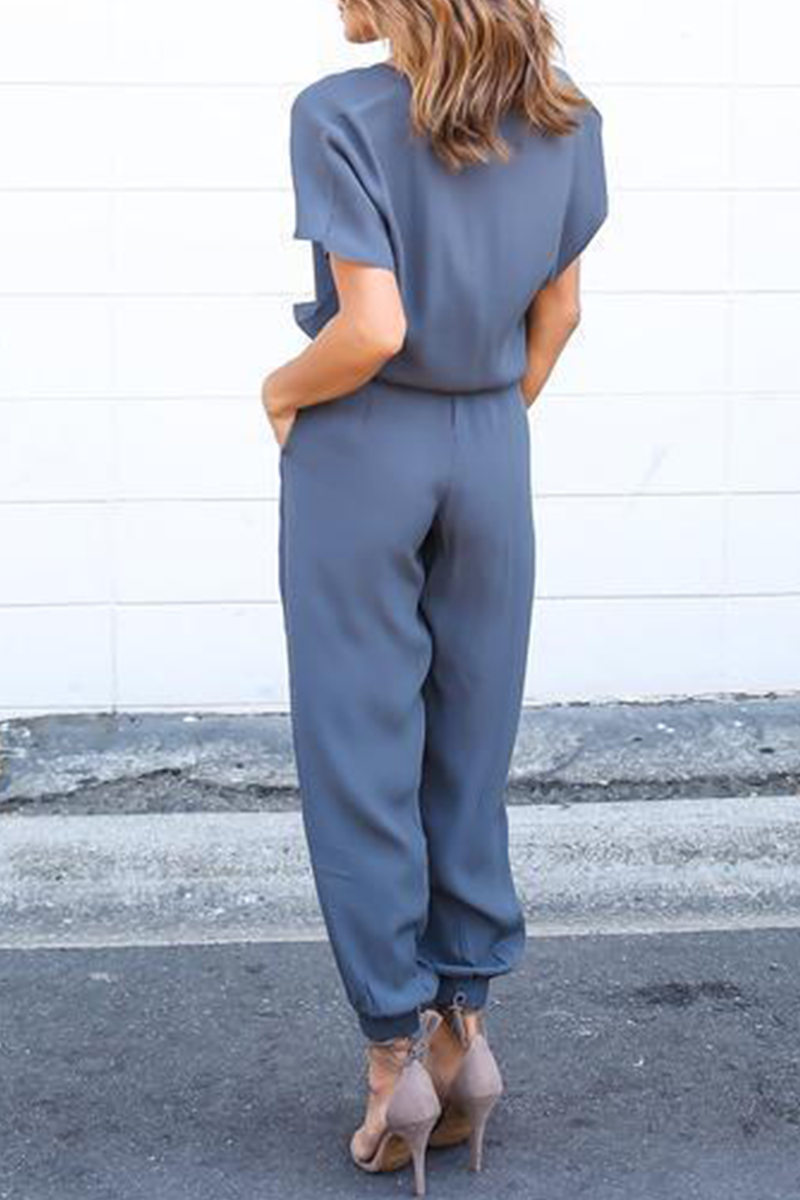 Street Frenulum V Neck Jumpsuits(3 Colors)