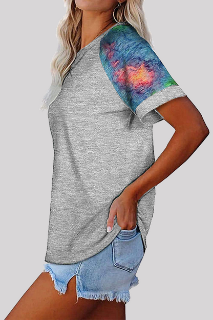 Print Basic O Neck T-shirts(6 Colors)