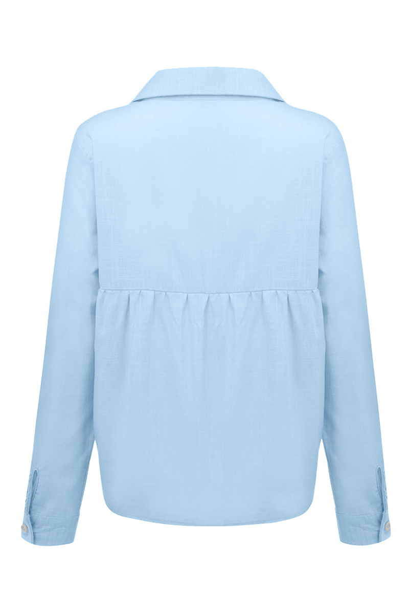 Buckle Shirt Collar Blouses(4 Colors)