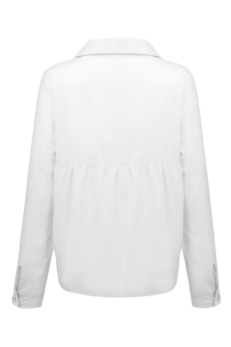 Buckle Shirt Collar Blouses(4 Colors)