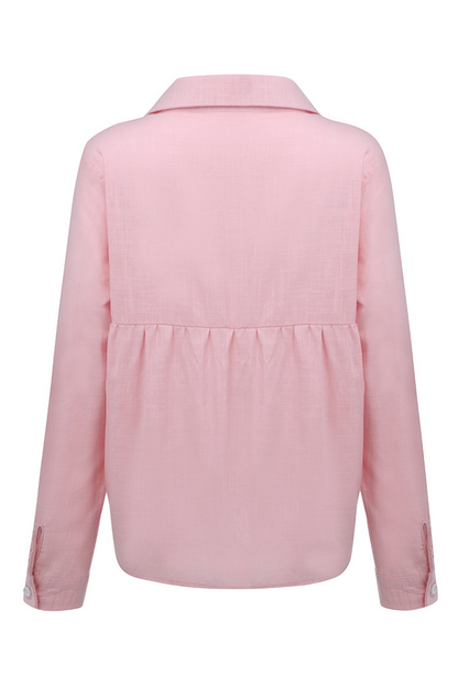 Buckle Shirt Collar Blouses(4 Colors)