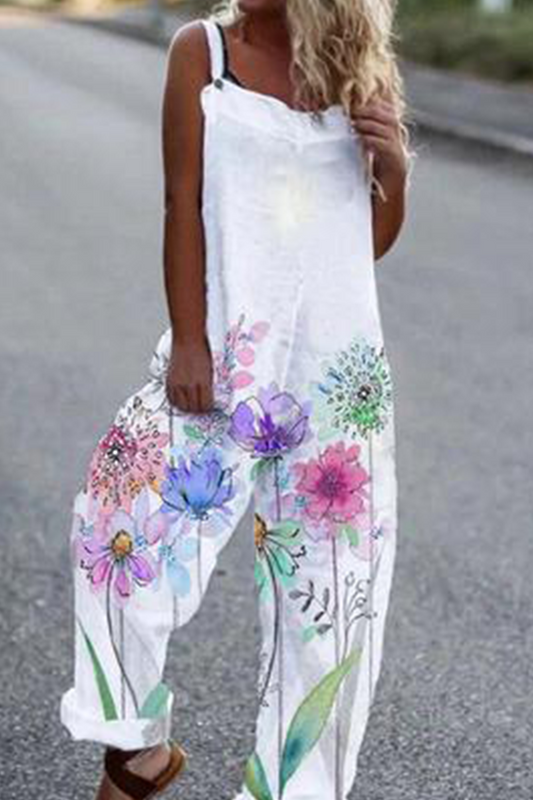 Print Split Joint Loose Jumpsuits