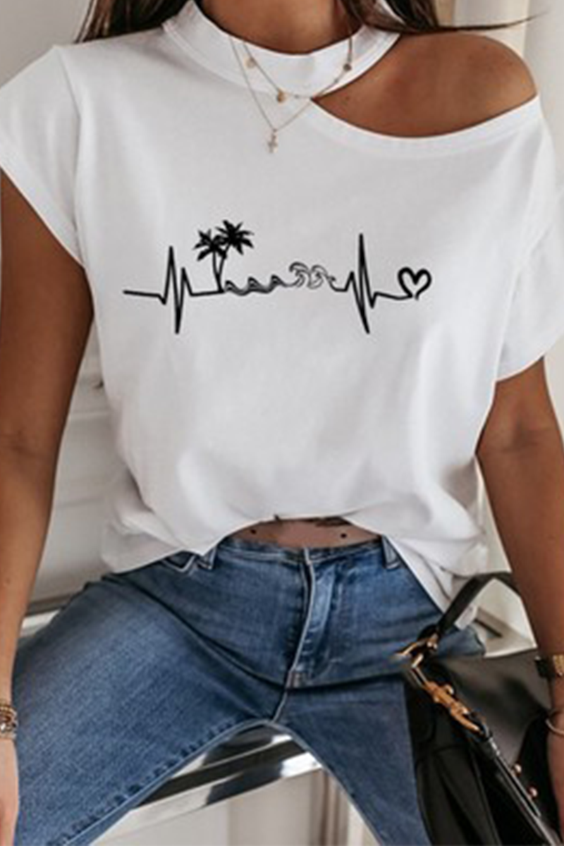 Print Split Joint O Neck T-shirts