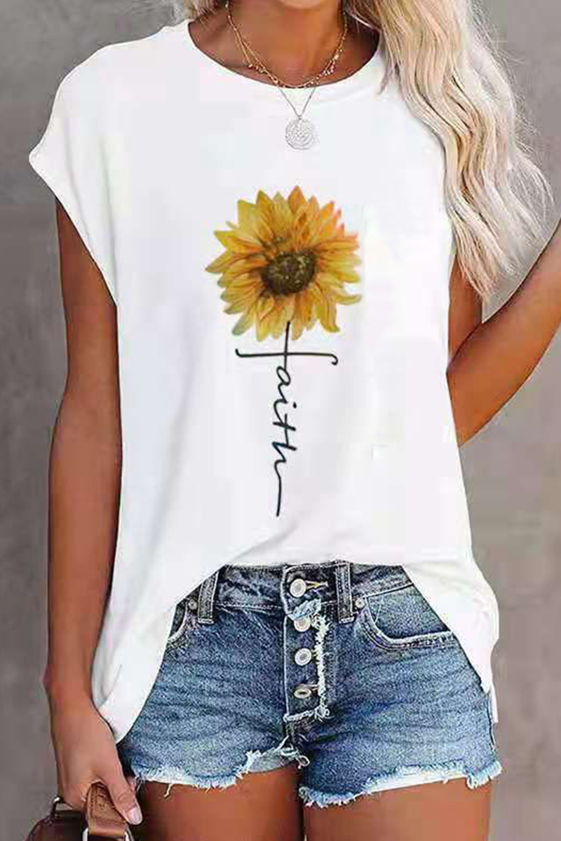 Print Basic O Neck T-shirts(6 Colors)