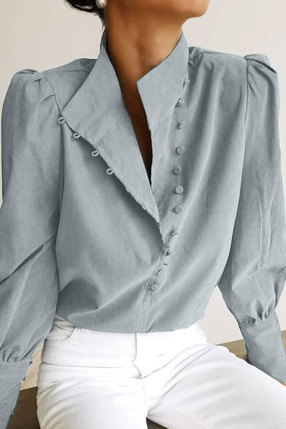 Street Patchwork Mandarin Collar Blouses