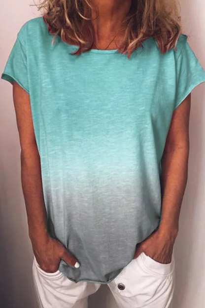 Gradual Change Basic O Neck T-shirts(7 Colors)