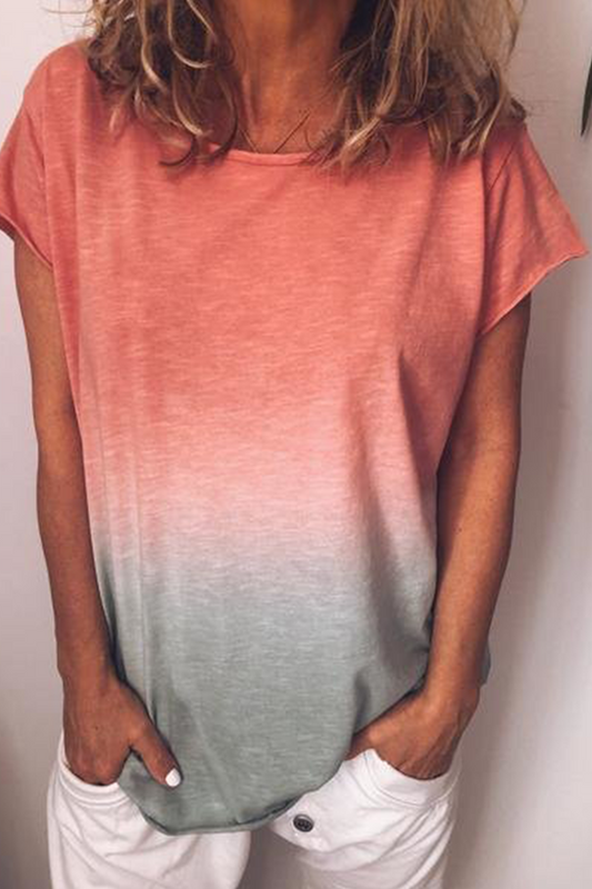 Gradual Change Basic O Neck T-shirts(7 Colors)