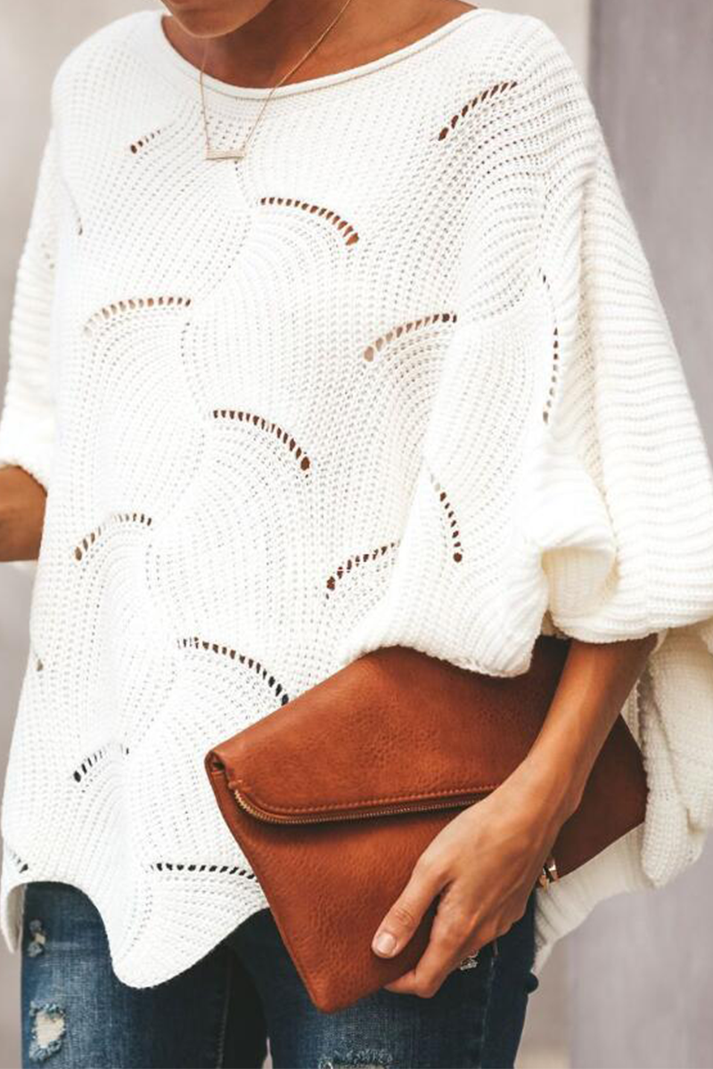Hollowed Out Patchwork O Neck Sweaters(7 Colors)