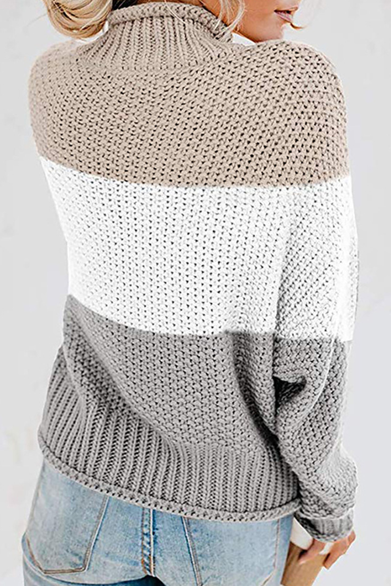 Patchwork Contrast Turtleneck Sweaters(7 Colors)