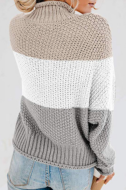 Patchwork Contrast Turtleneck Sweaters(7 Colors)