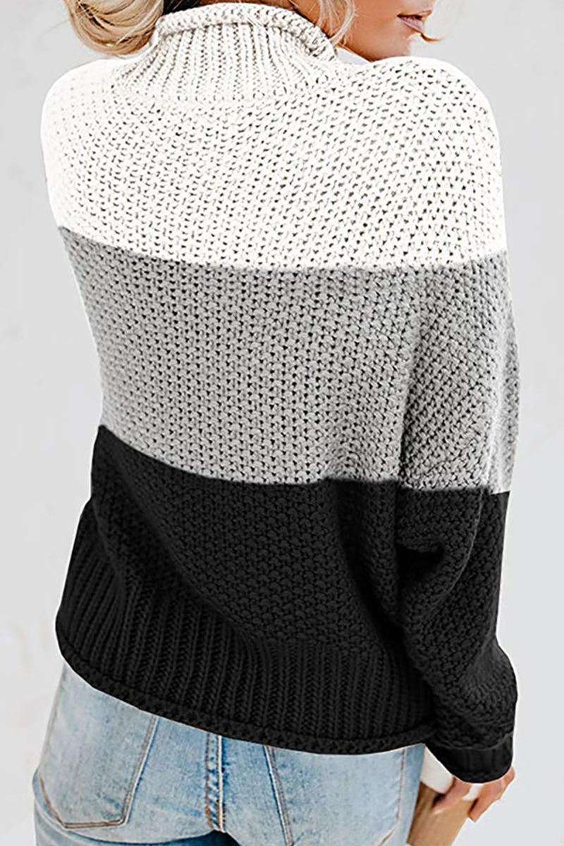 Patchwork Contrast Turtleneck Sweaters(7 Colors)