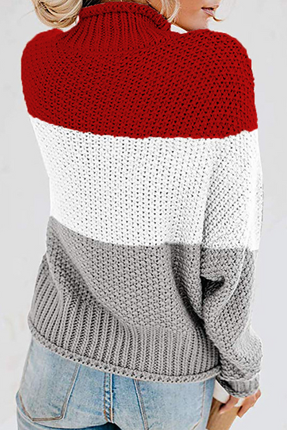 Patchwork Contrast Turtleneck Sweaters(7 Colors)