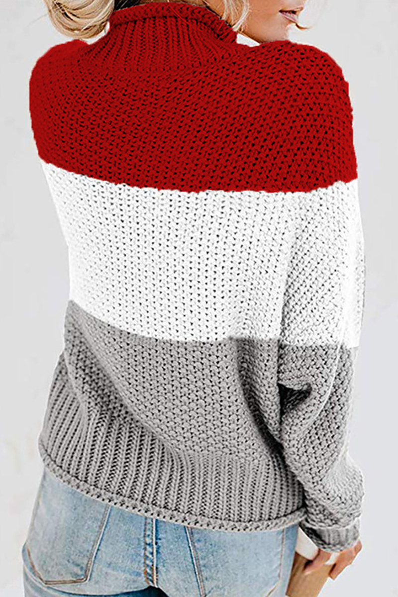 Patchwork Contrast Turtleneck Sweaters(7 Colors)