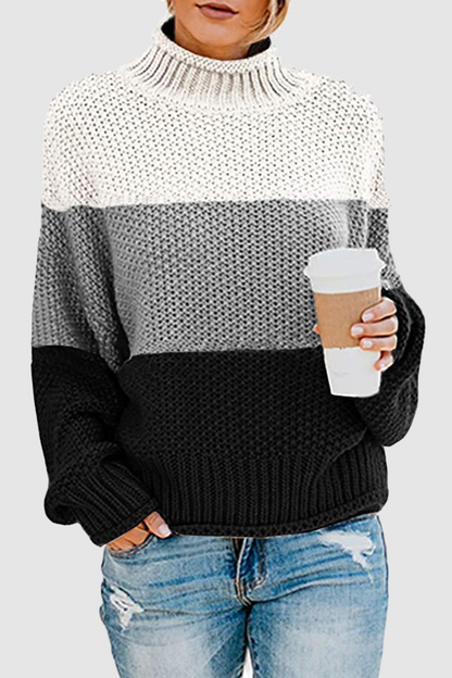 Patchwork Contrast Turtleneck Sweaters(7 Colors)
