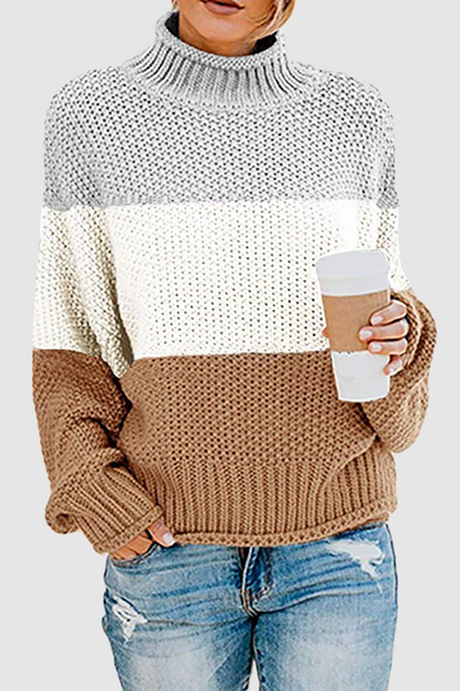 Patchwork Contrast Turtleneck Sweaters(7 Colors)