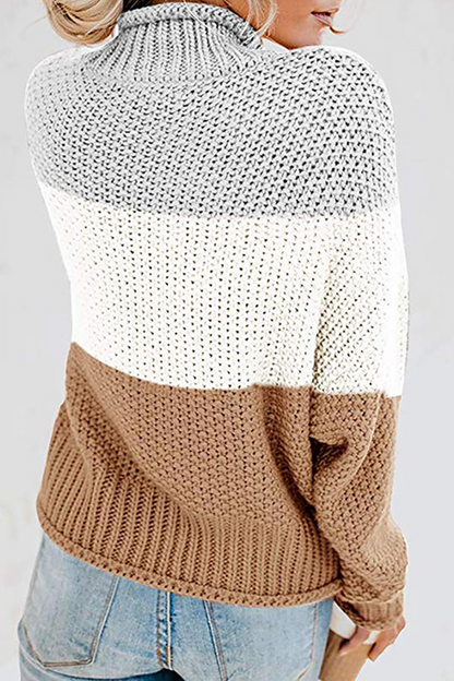 Patchwork Contrast Turtleneck Sweaters(7 Colors)
