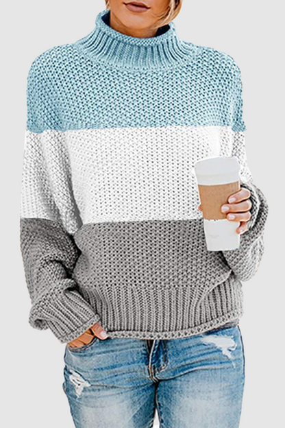 Patchwork Contrast Turtleneck Sweaters(7 Colors)