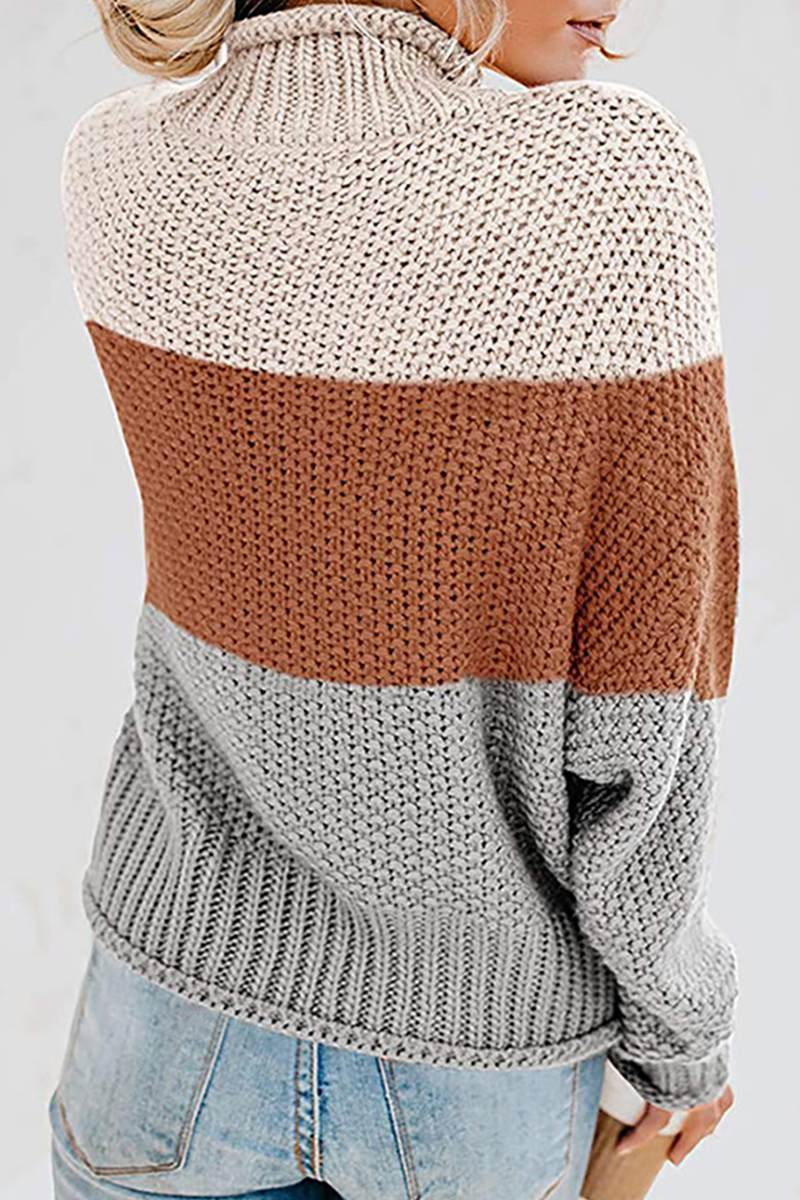 Patchwork Contrast Turtleneck Sweaters(7 Colors)