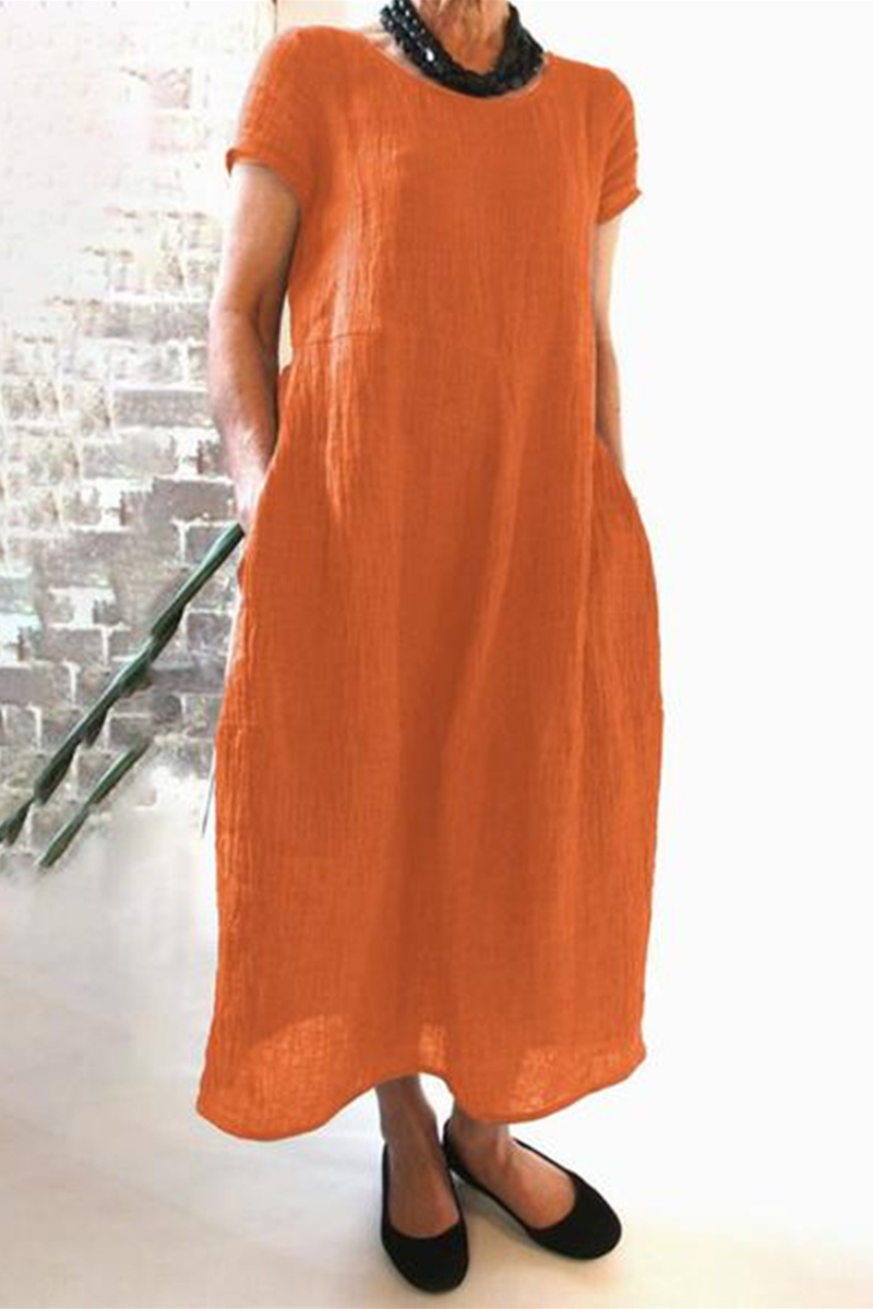 Street Pocket O Neck Maxi Dresses(8 Colors)