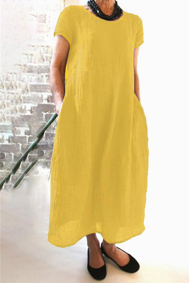 Street Pocket O Neck Maxi Dresses(8 Colors)