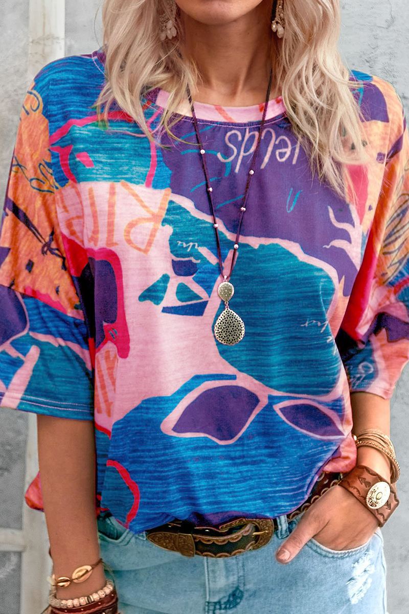 Street Print Basic O Neck T-shirts(6 Colors)
