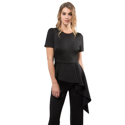 Summer Clothing Short Sleeve Lotus Leaf Jumpsuit Tight Trousers