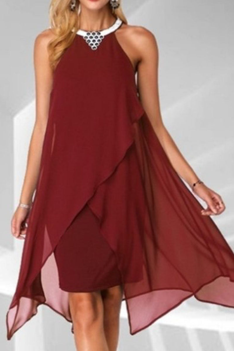 Street Patchwork O Neck Pencil Skirt Dresses