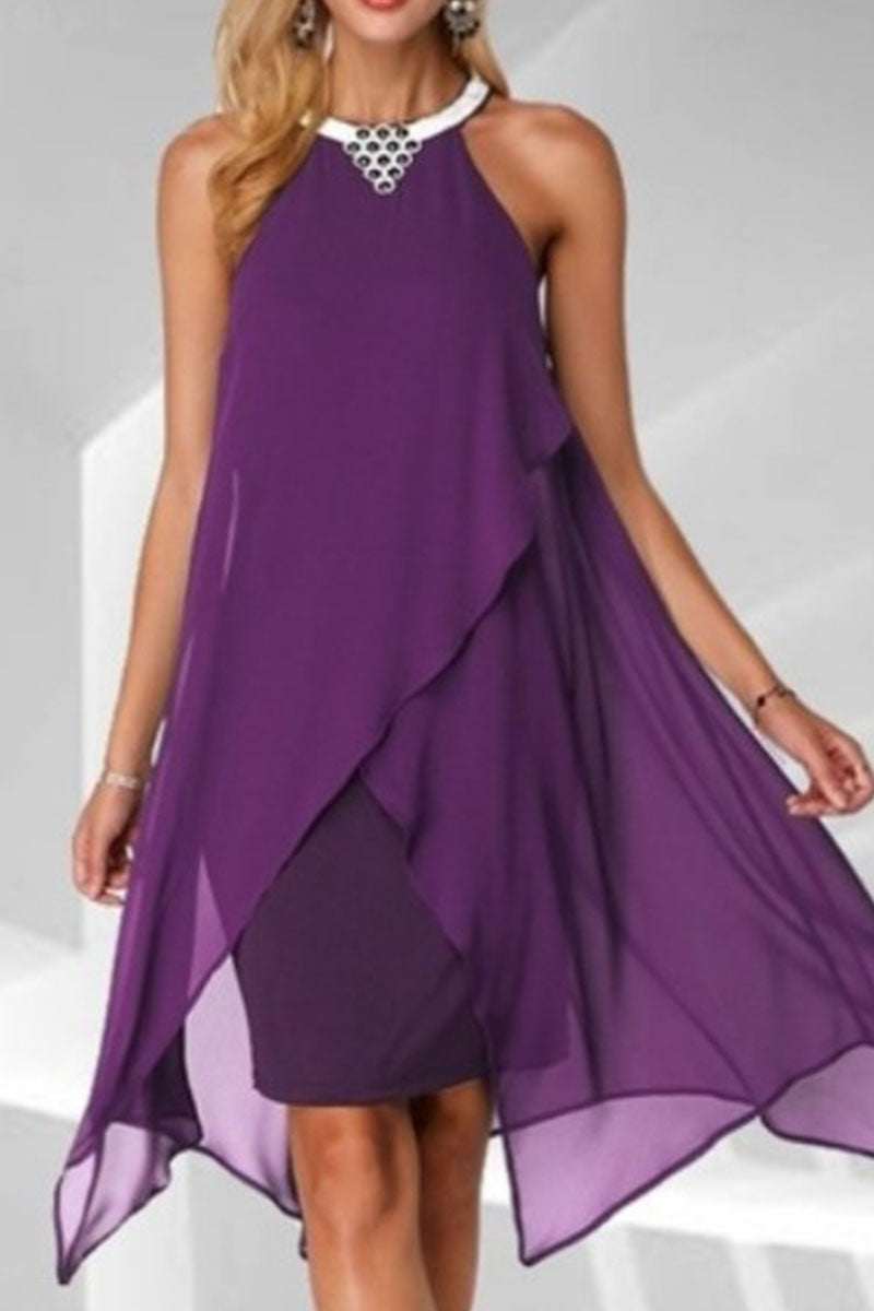 Street Patchwork O Neck Pencil Skirt Dresses