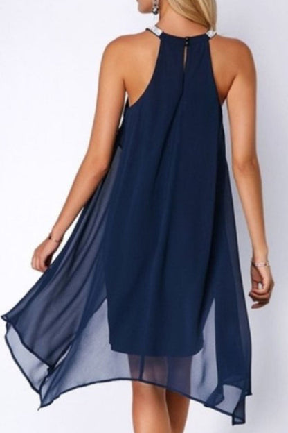 Street Patchwork O Neck Pencil Skirt Dresses