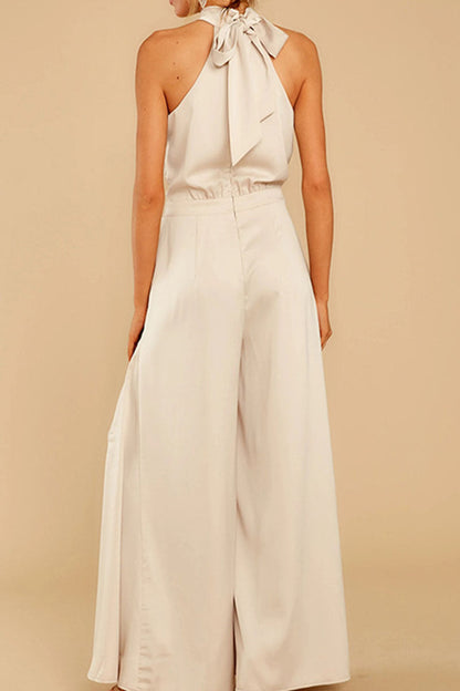 Patchwork Halter Loose Jumpsuits(5 Colors)