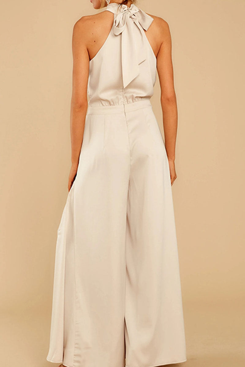 Patchwork Halter Loose Jumpsuits(5 Colors)