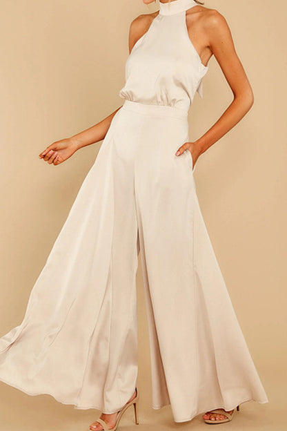 Patchwork Halter Loose Jumpsuits(5 Colors)