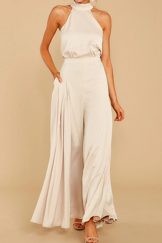 Patchwork Halter Loose Jumpsuits