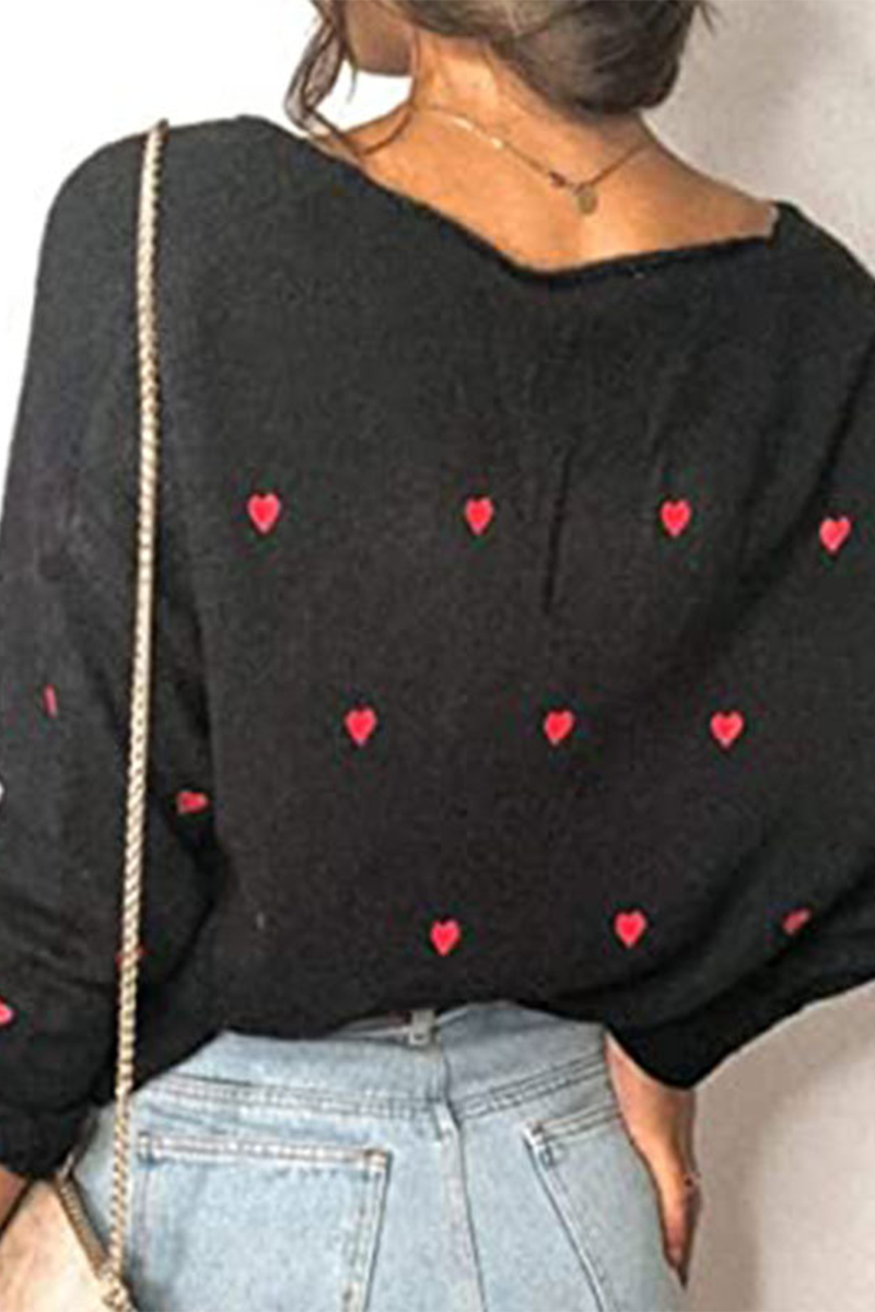 Print Basic V Neck Tops Sweater(4 Colors)