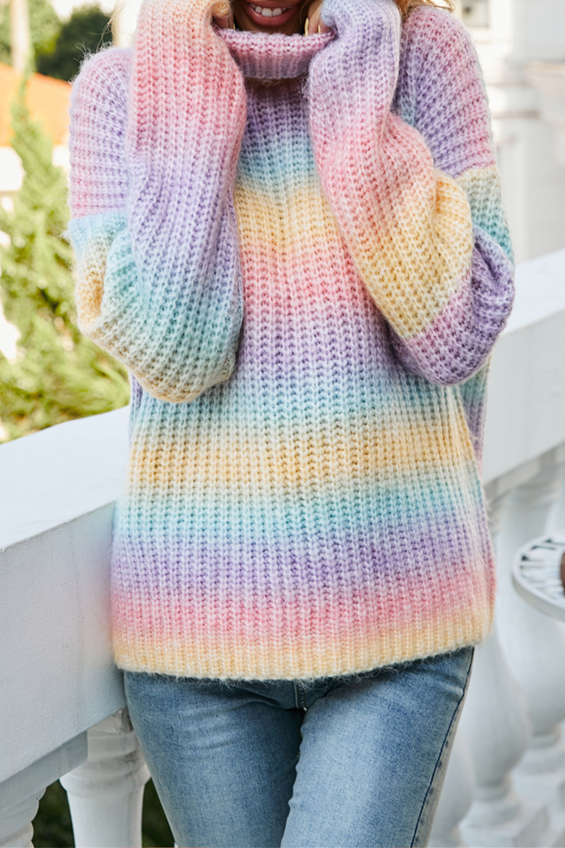 Gradual Change Basic Turtleneck Tops Sweater
