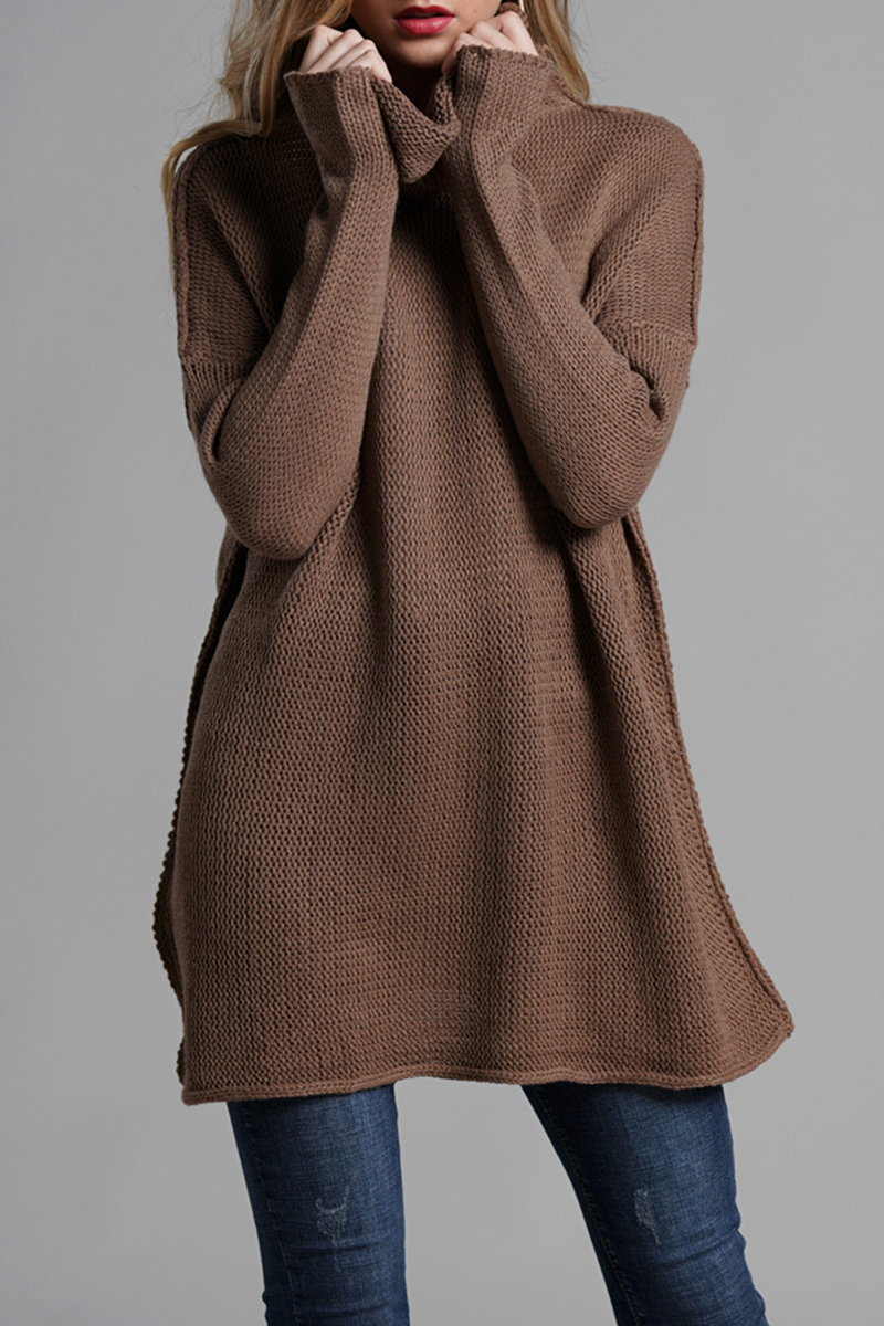 Split Joint Turtleneck Tops Sweater