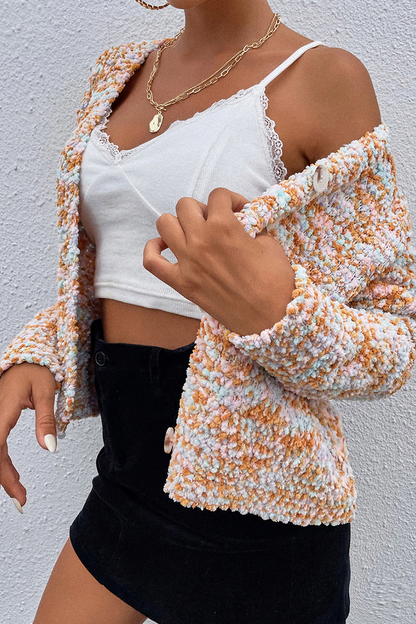Split Joint Buckle V Neck Tops Sweater