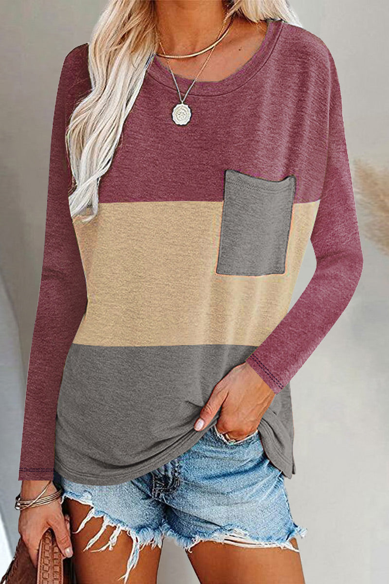 Split Joint O Neck T-shirts(6 Colors)