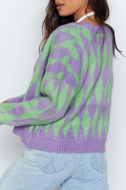 Geometric Buckle Tops Sweater
