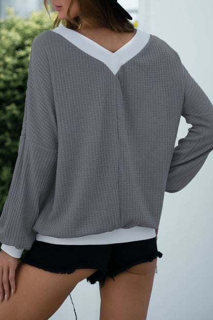 Patchwork V Neck T-shirts