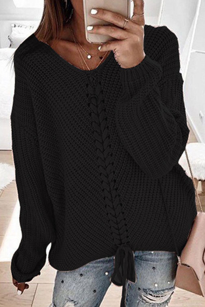 Cross Straps V Neck Tops Sweater(7 Colors)