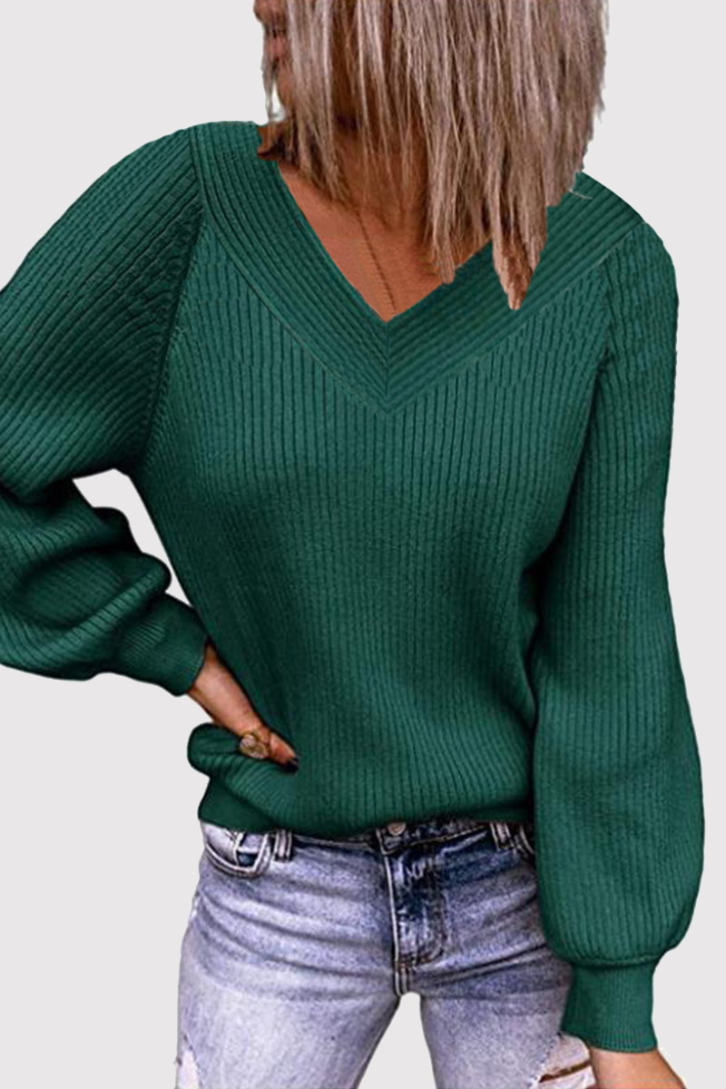 Split Joint V Neck Tops Sweater