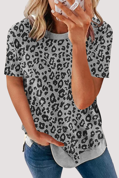 Leopard Basic O Neck T-shirts