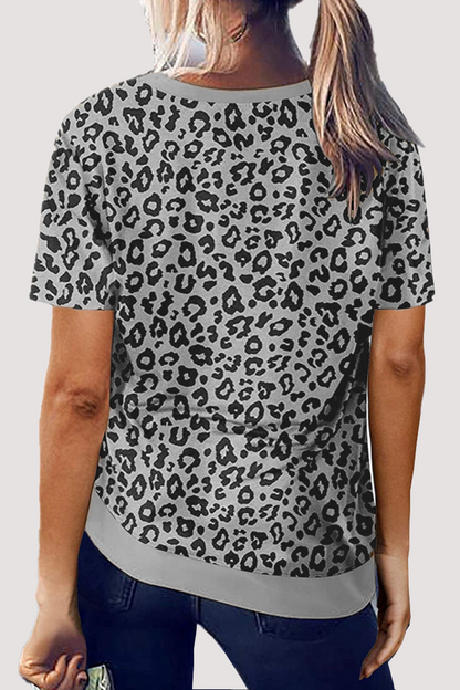 Leopard Basic O Neck T-shirts